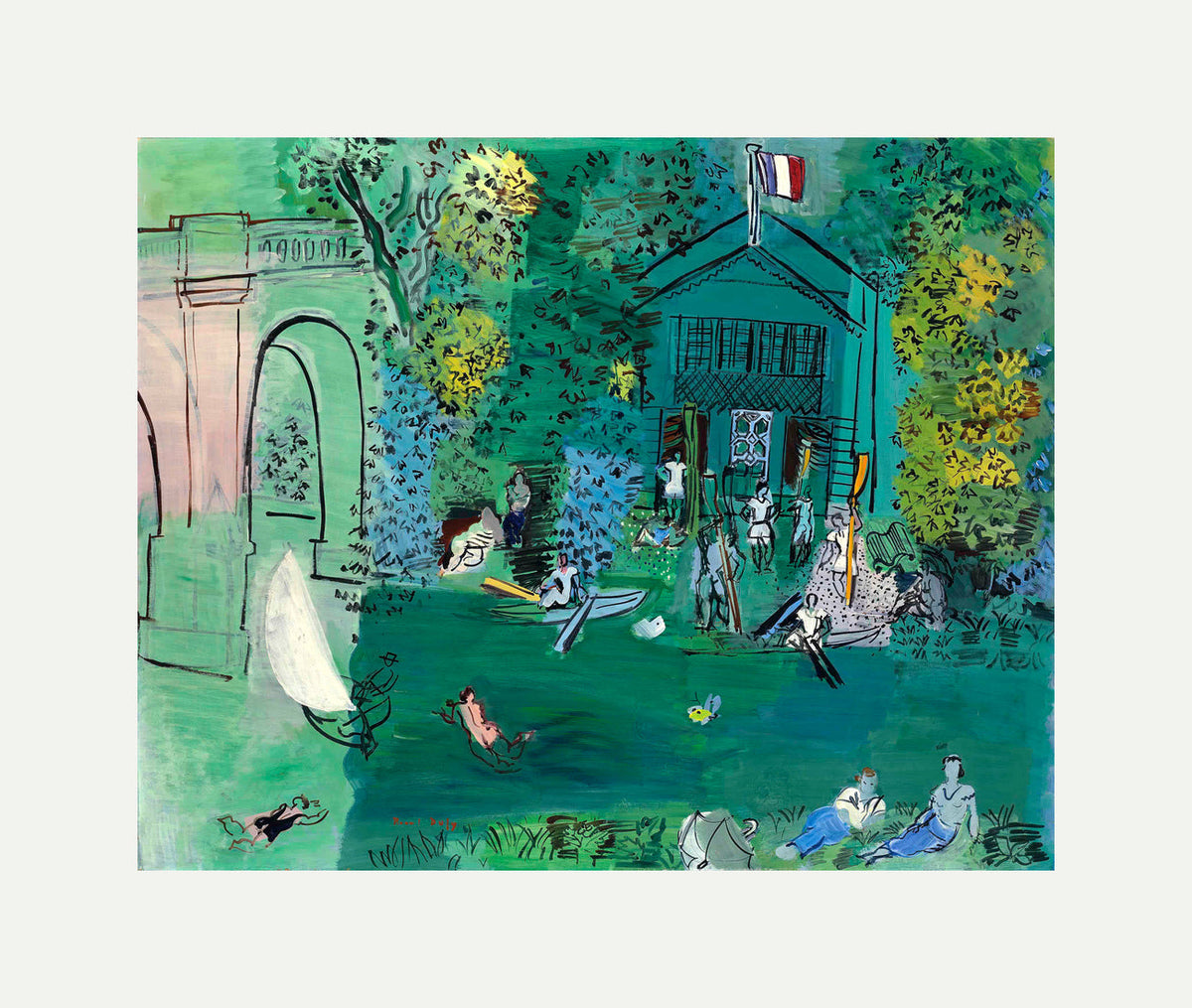 Raoul Dufy Print, 046 La Marne (1925)_10x8 with an off-white border for rolled canvas
