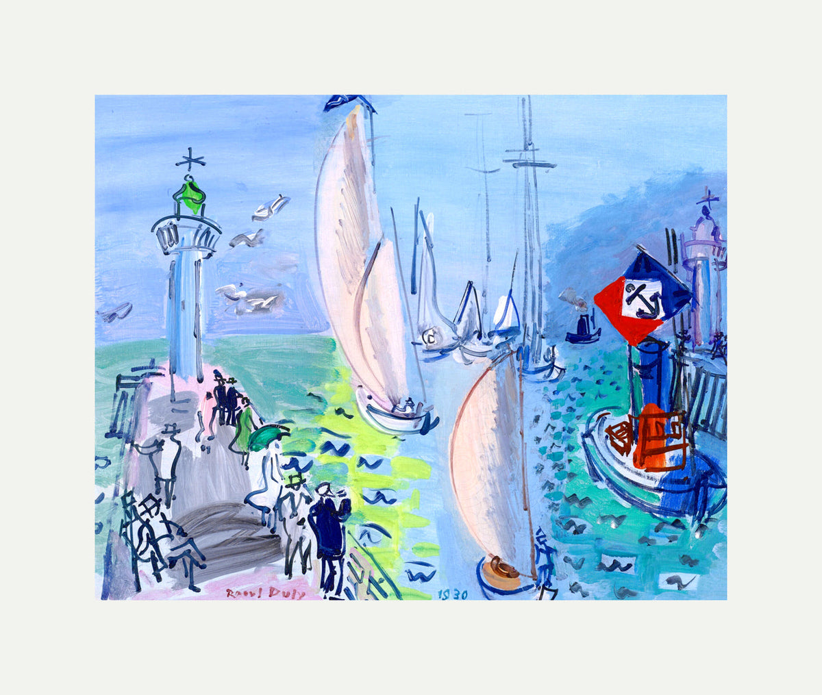 Raoul Dufy Print, 052 La Rentrée des régates (1930)_10x8 with an off-white border for rolled canvas