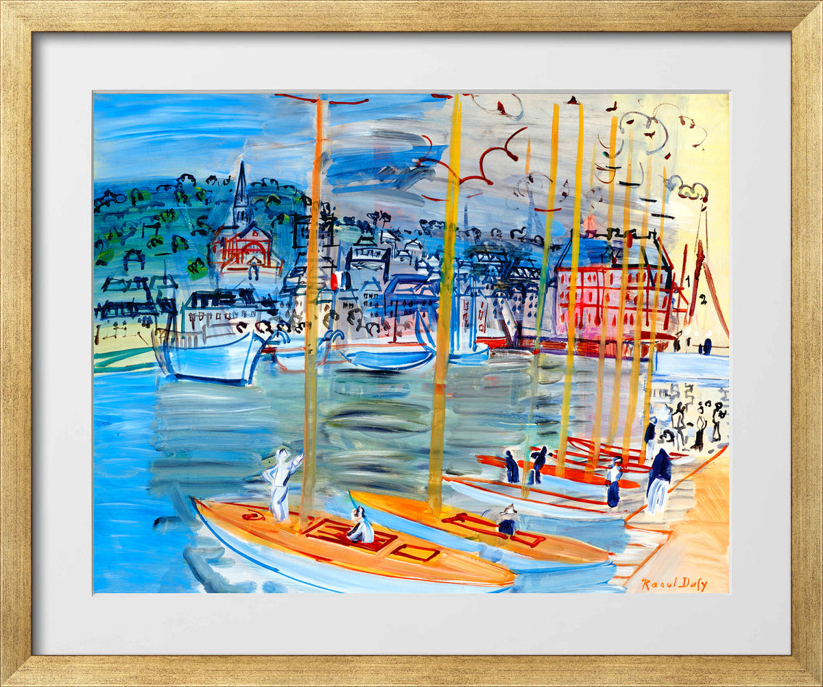 Raoul Dufy Print, 055 Le bassin de Deauville (1938)_10x8 in a gold frame
