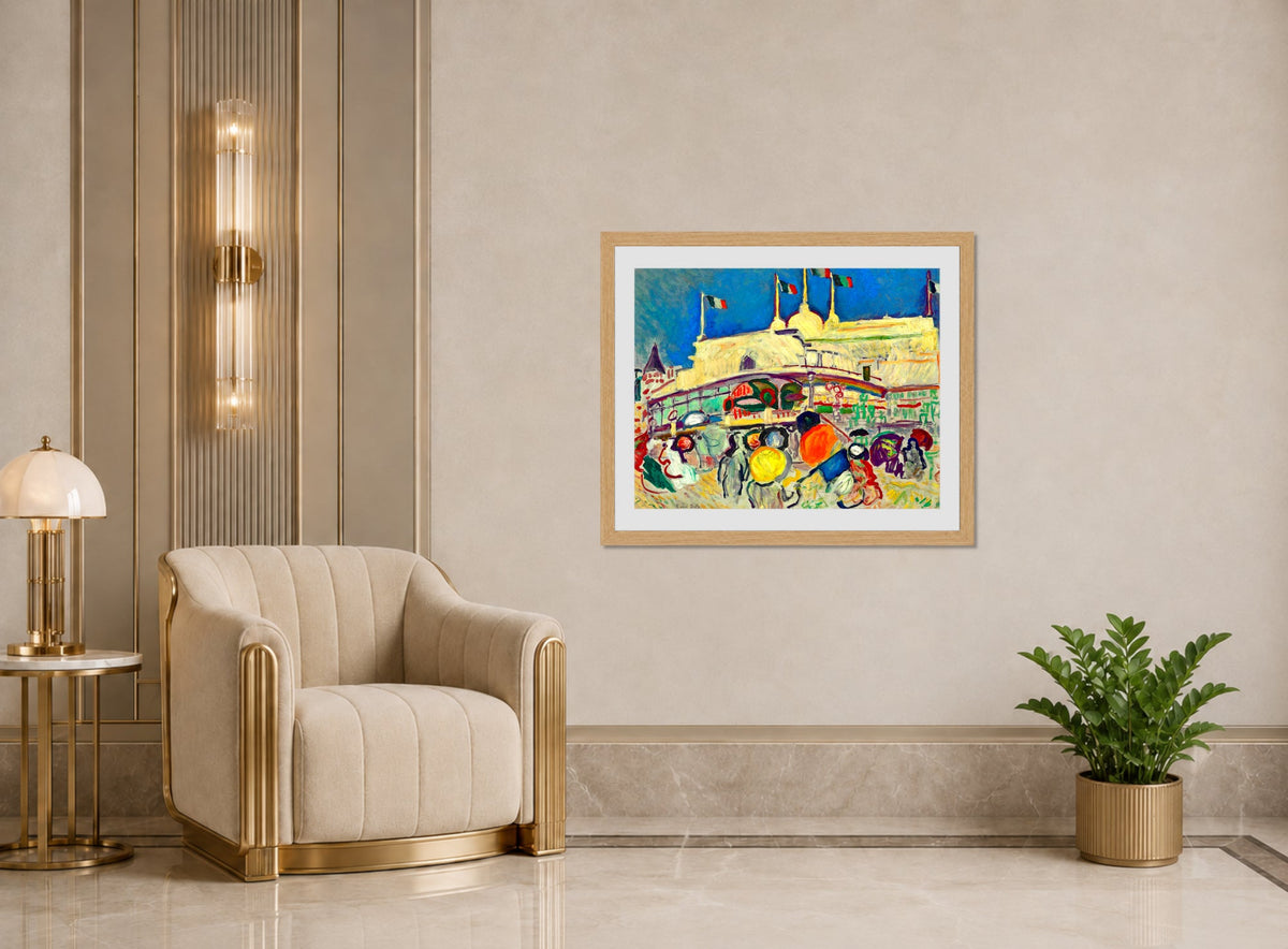 Raoul Dufy Print, 057 Le Casino (1906)_10x8 displayed in an Art Deco interior