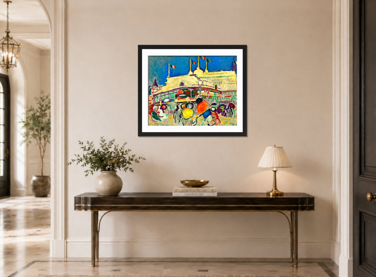 Raoul Dufy Print, 057 Le Casino (1906)_10x8 displayed above a console table