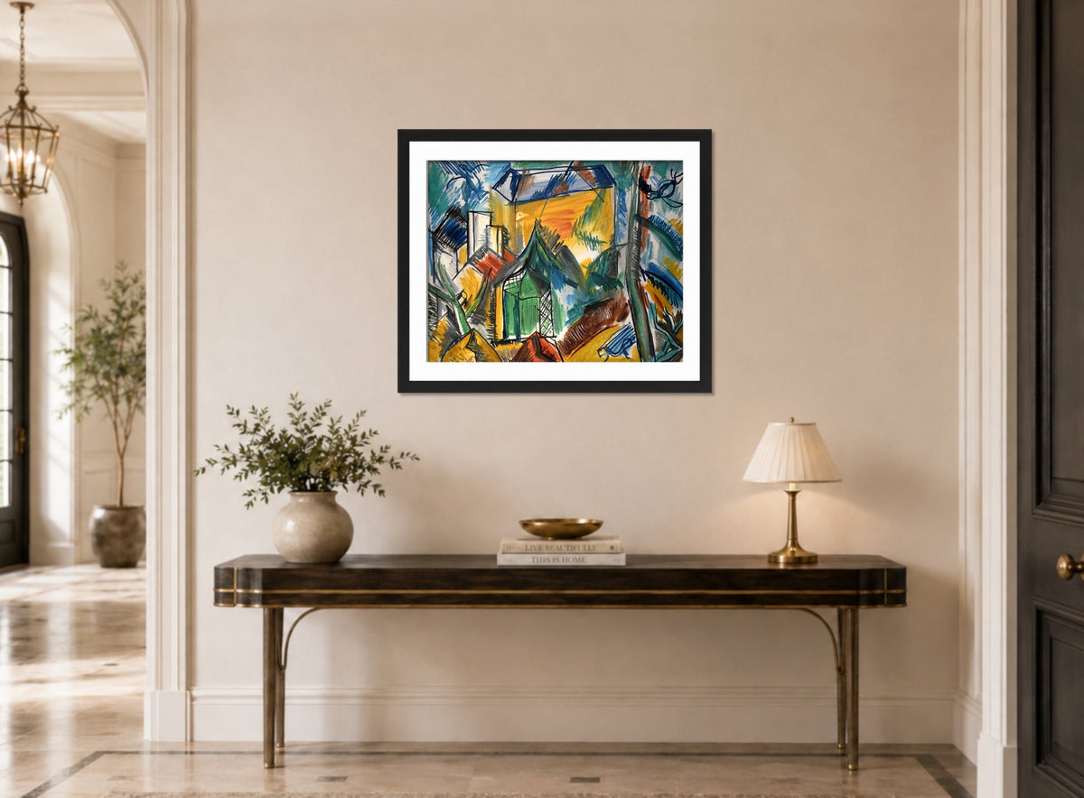 Raoul Dufy Print, 060 Le jardin abandonné (1945)_10x8 displayed above a console table