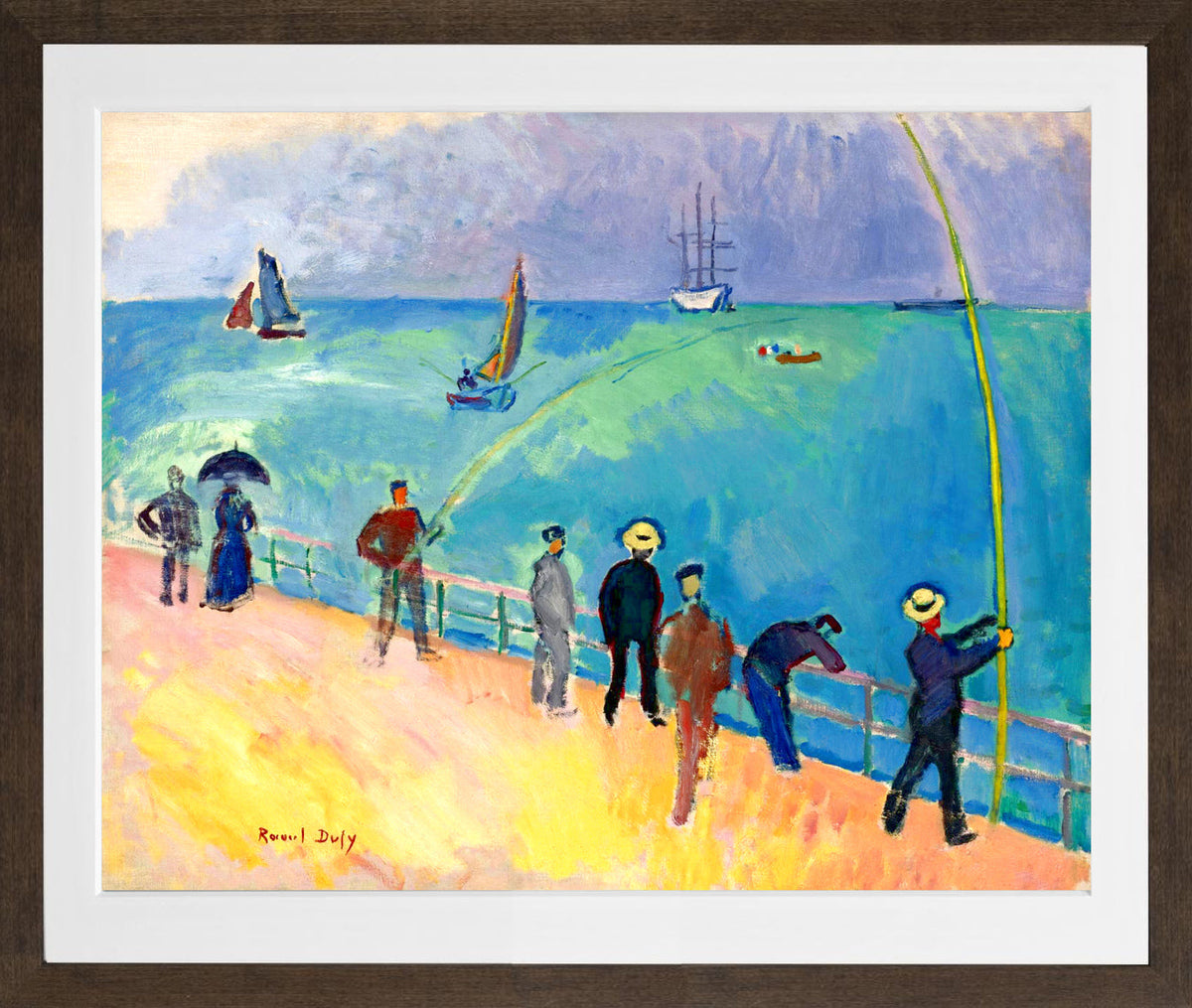 Raoul Dufy Print, 065 LES PÊCHEURS (1907)_10x8 in a brown frame