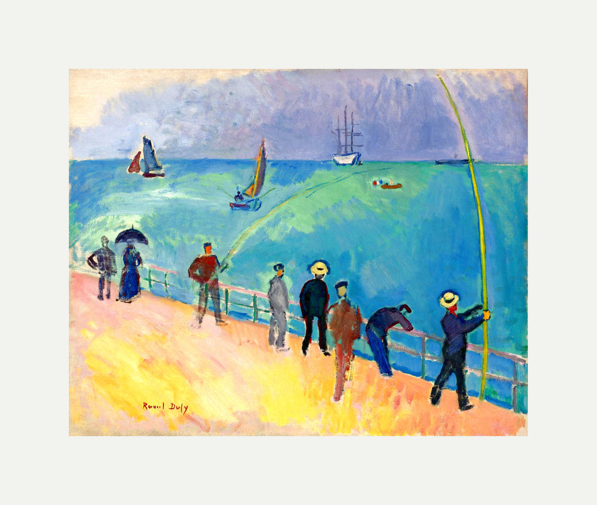 Raoul Dufy Print, 065 LES PÊCHEURS (1907)_10x8 with an off-white border for rolled canvas