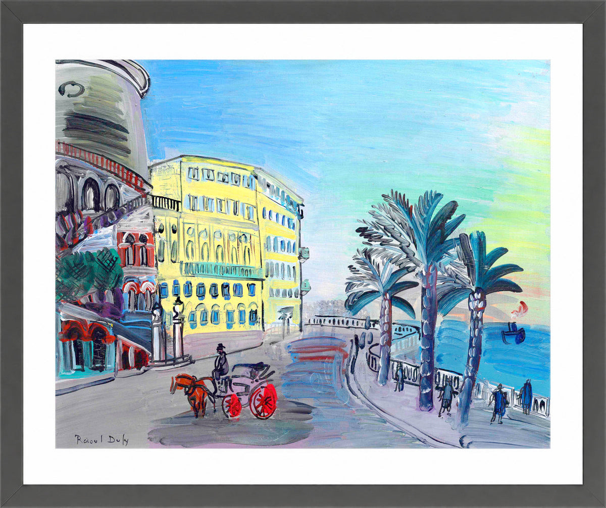 Raoul Dufy Print, 068 L'Hôtel Suisse à Nice et le tournant de Rauba Capeu (1927)_10x8 in a dark grey frame