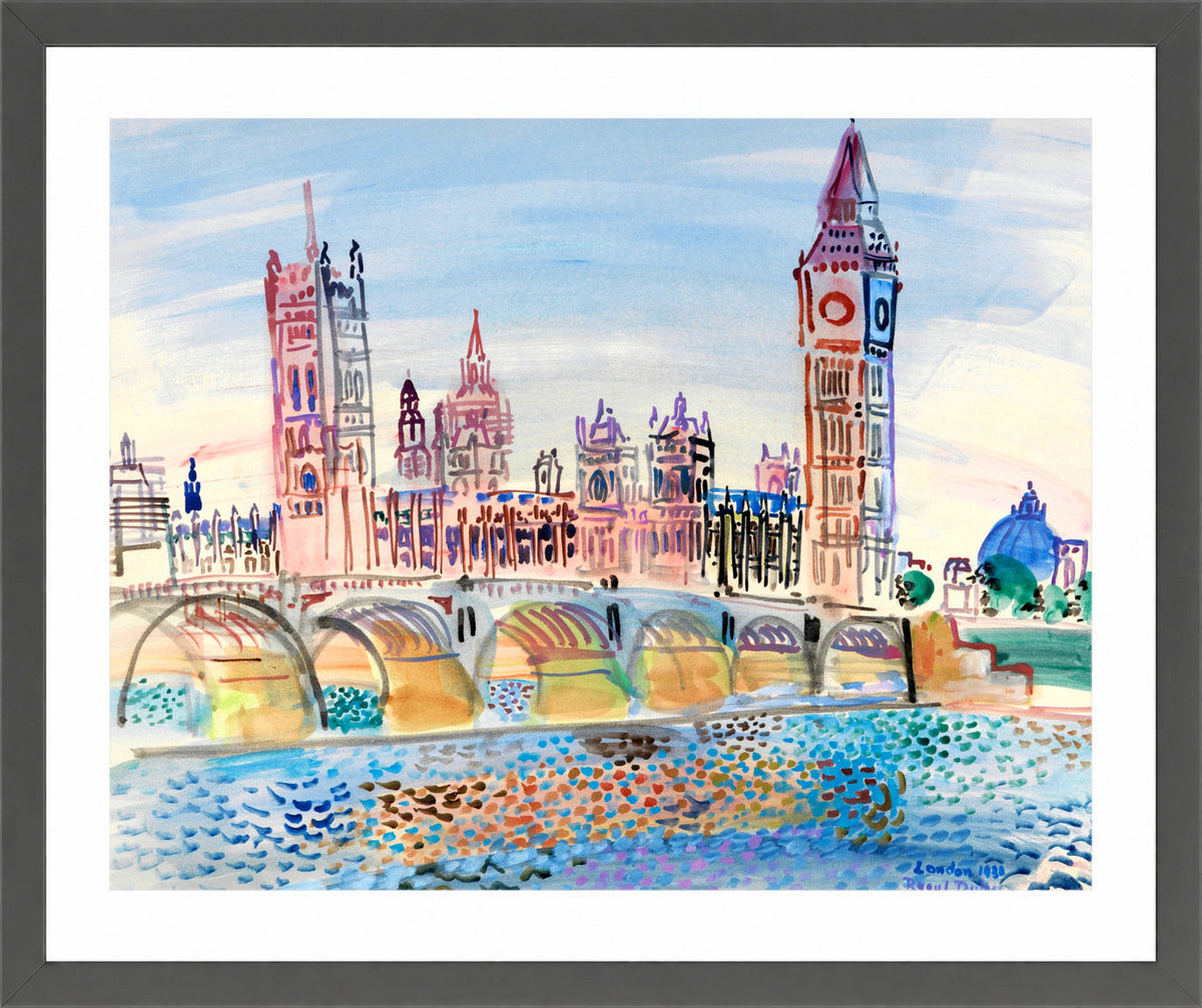 Raoul Dufy Print, 070 London Houses of Parliament (1930)_10x8 in a dark grey frame