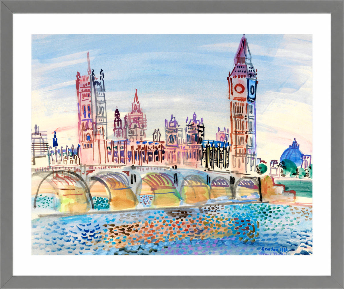 Raoul Dufy Print, 070 London Houses of Parliament (1930)_10x8 in a light grey frame