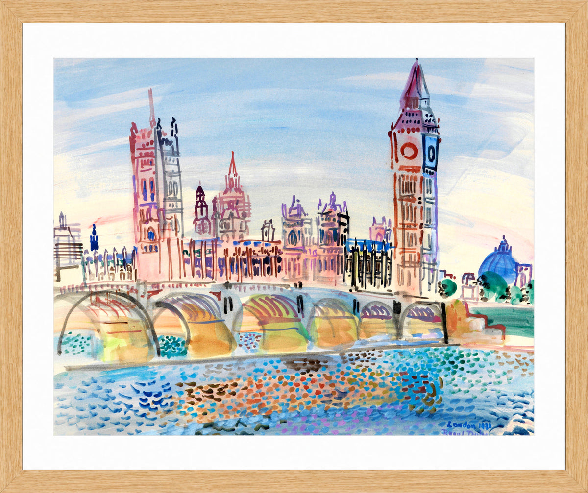Raoul Dufy Print, 070 London Houses of Parliament (1930)_10x8 in an oak frame