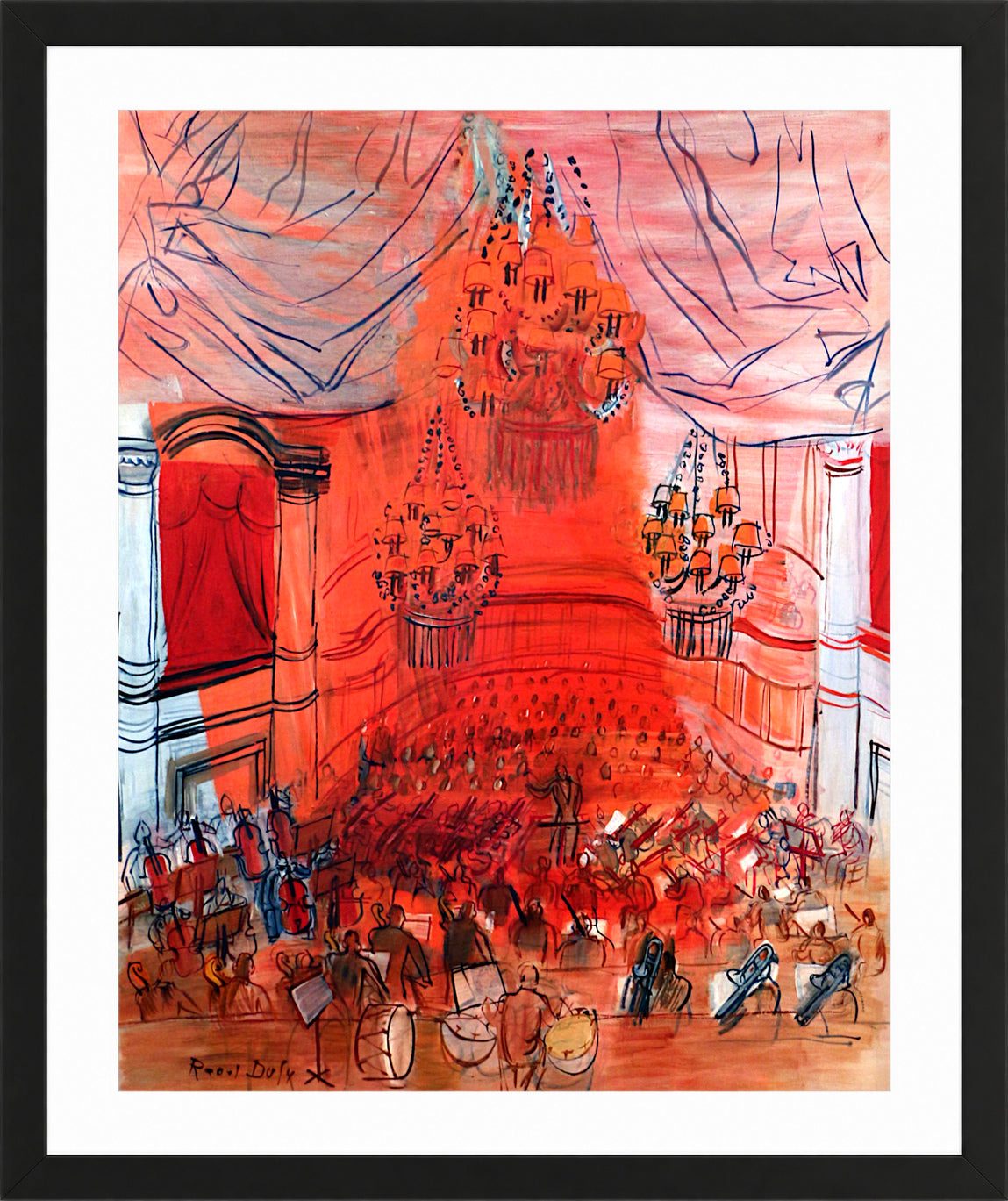 Raoul Dufy Print, 081 orchestra rossa_10x8 in a black frame