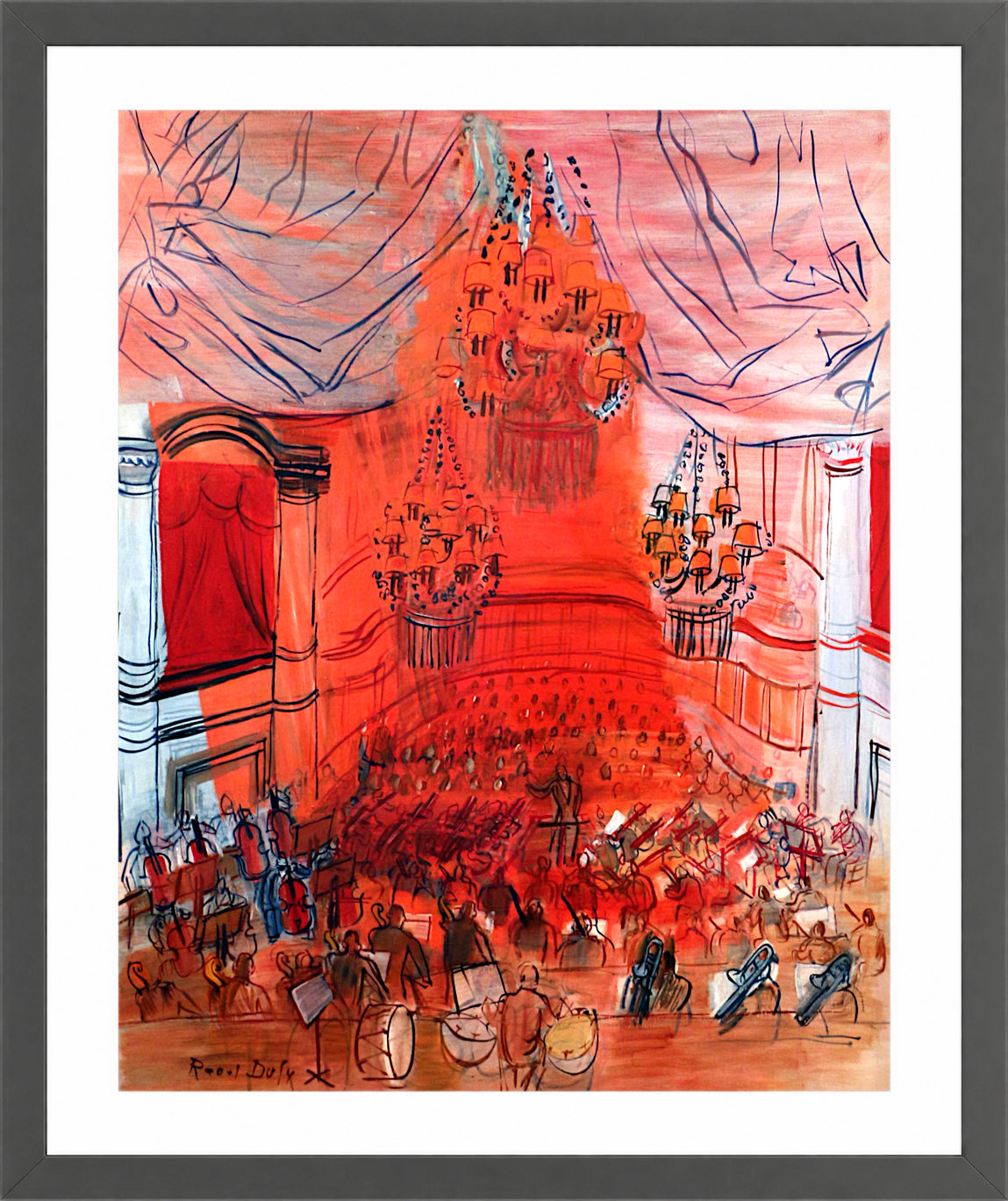 Raoul Dufy Print, 081 orchestra rossa_10x8 in a dark grey frame