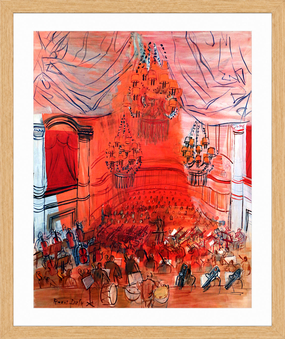 Raoul Dufy Print, 081 orchestra rossa_10x8 in an oak frame