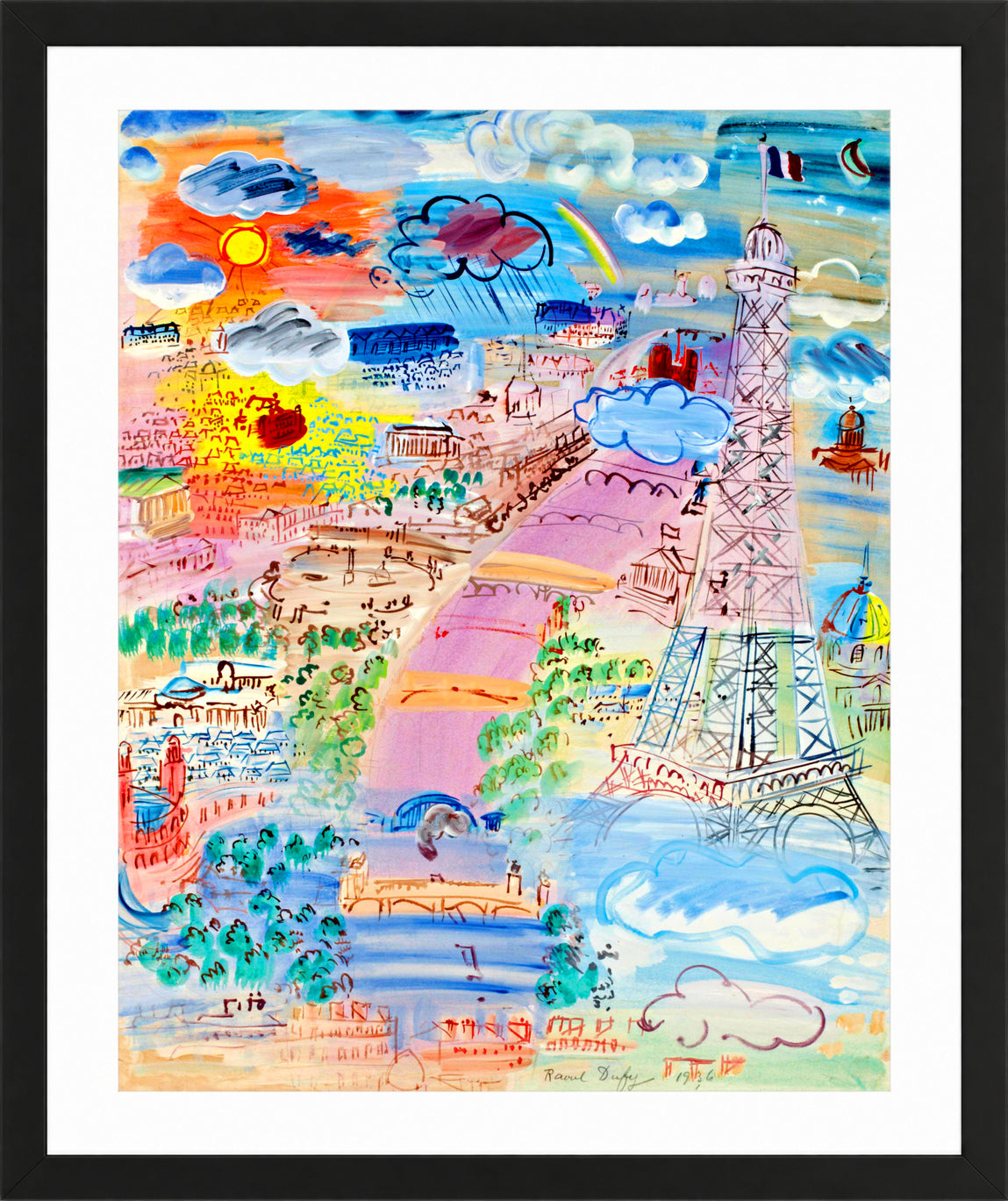 Raoul Dufy Print, 083 Paris et la Tour Eiffel (1936)_10x8 in a black frame