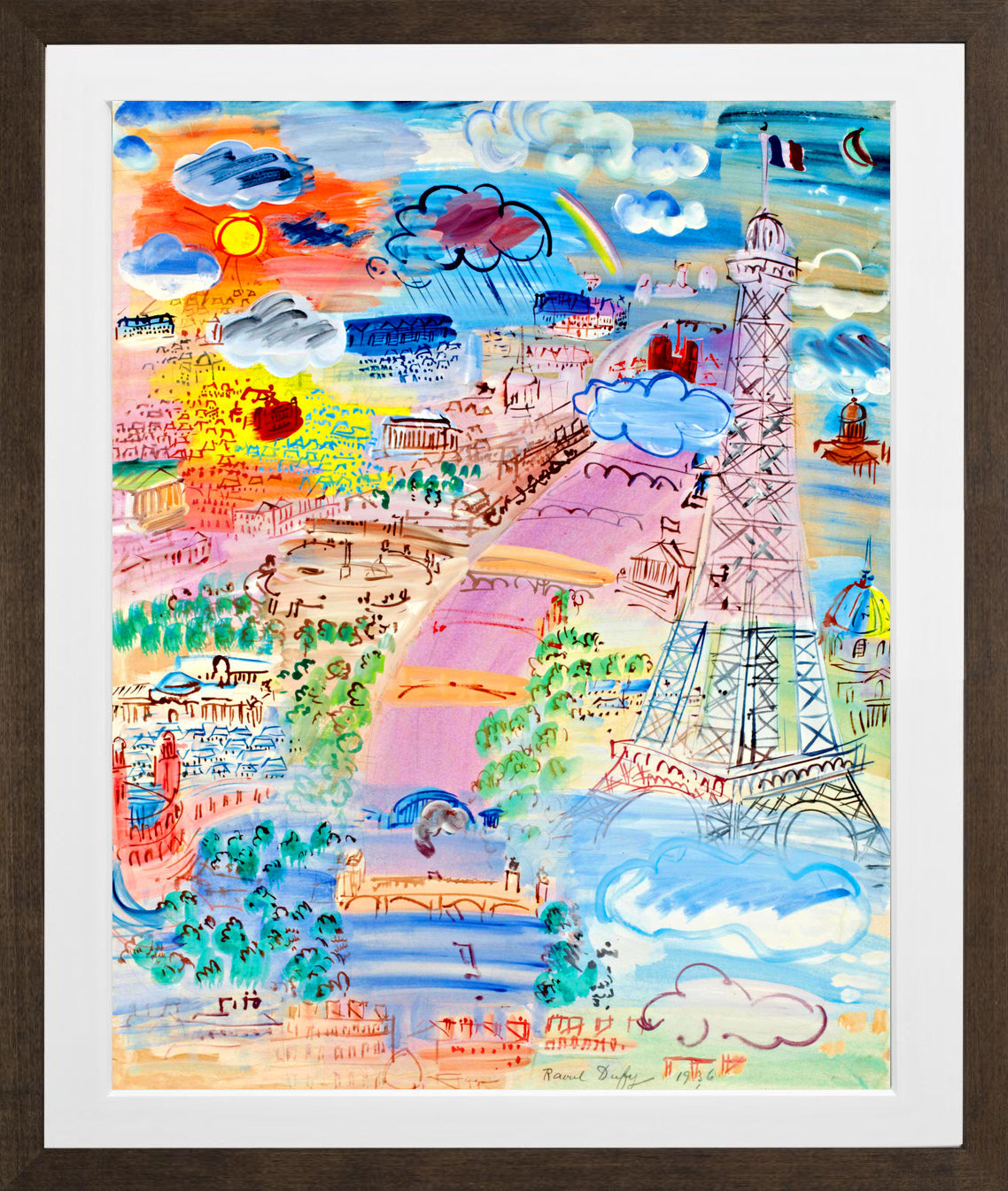 Raoul Dufy Print, 083 Paris et la Tour Eiffel (1936)_10x8 in a brown frame