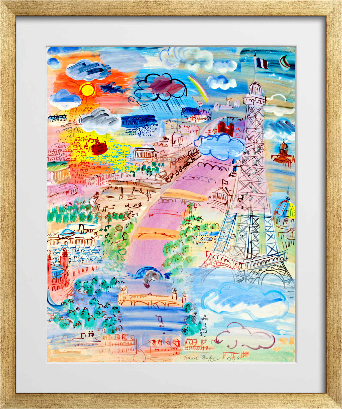 Raoul Dufy Print, 083 Paris et la Tour Eiffel (1936)_10x8 in a gold frame