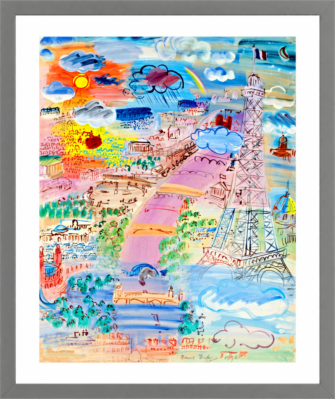 Raoul Dufy Print, 083 Paris et la Tour Eiffel (1936)_10x8 in a light grey frame