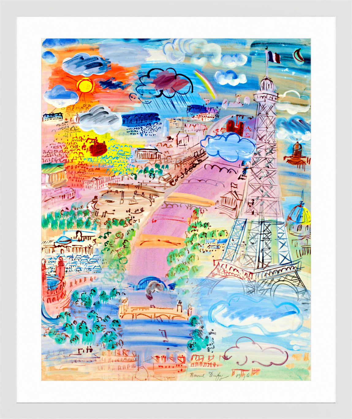 Raoul Dufy Print, 083 Paris et la Tour Eiffel (1936)_10x8 in a white frame