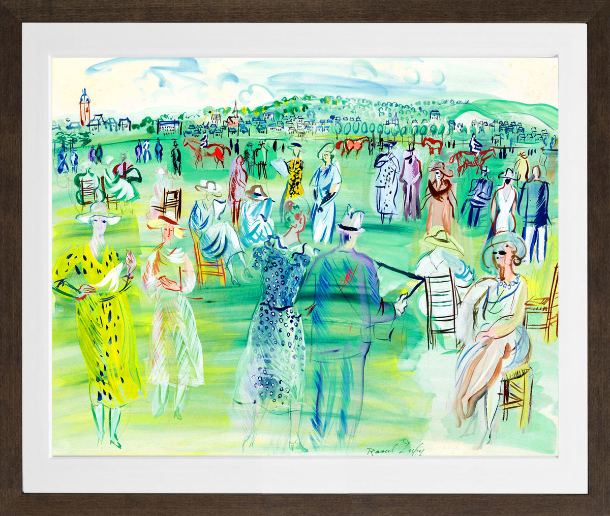 Raoul Dufy Print, 087 Poiret's mannequins in Deauville (1941)_10x8 in a brown frame