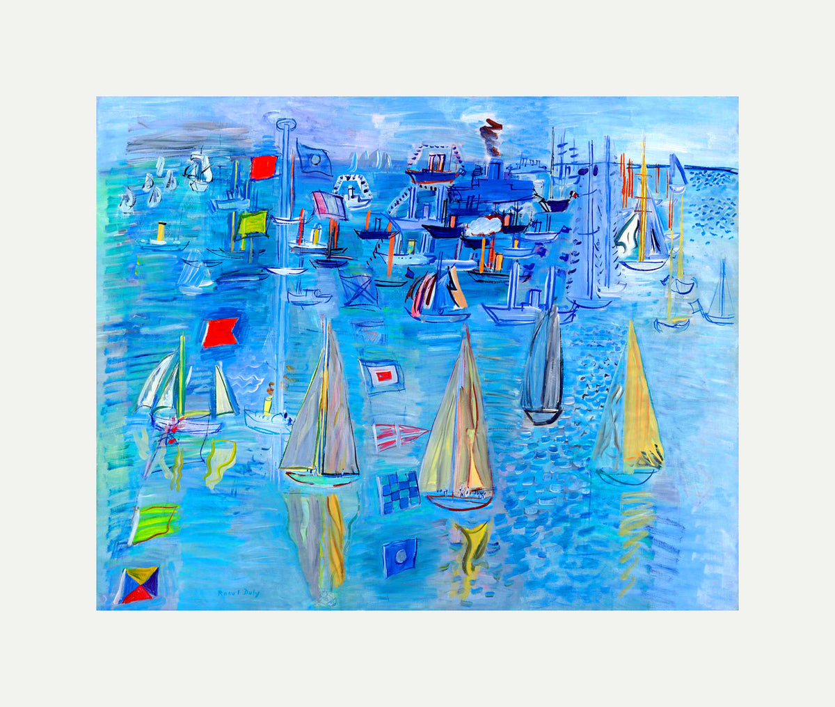 Raoul Dufy Print, 090 Régates à Cowes (1930)_10x8 with an off-white border for rolled canvas