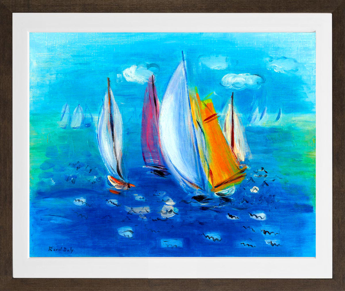 Raoul Dufy Print, 092 Régates des six mètres_10x8 in a brown frame