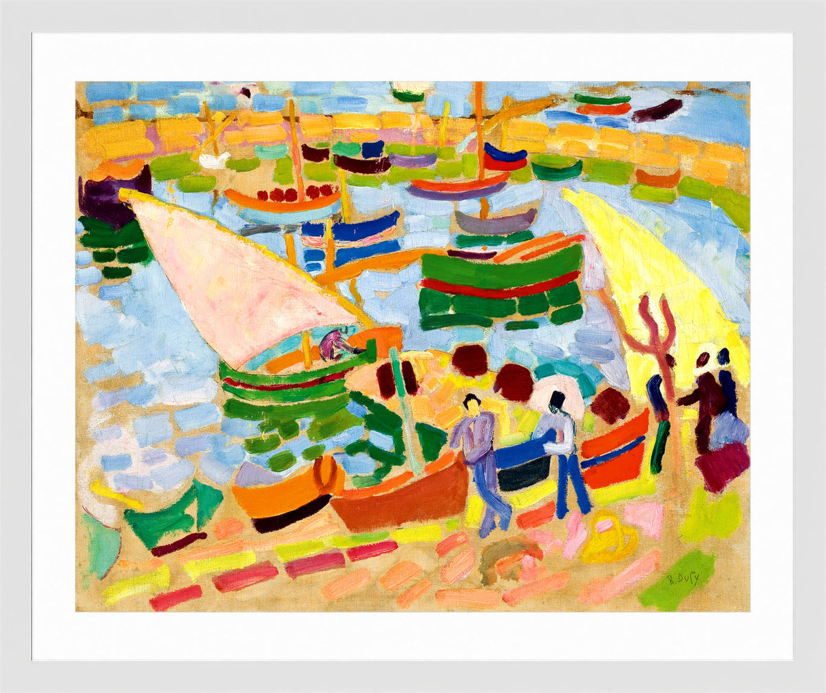 Raoul Dufy Print, 097 Sailboats and boats in the harbor (1907)_10x8 in a white frame
