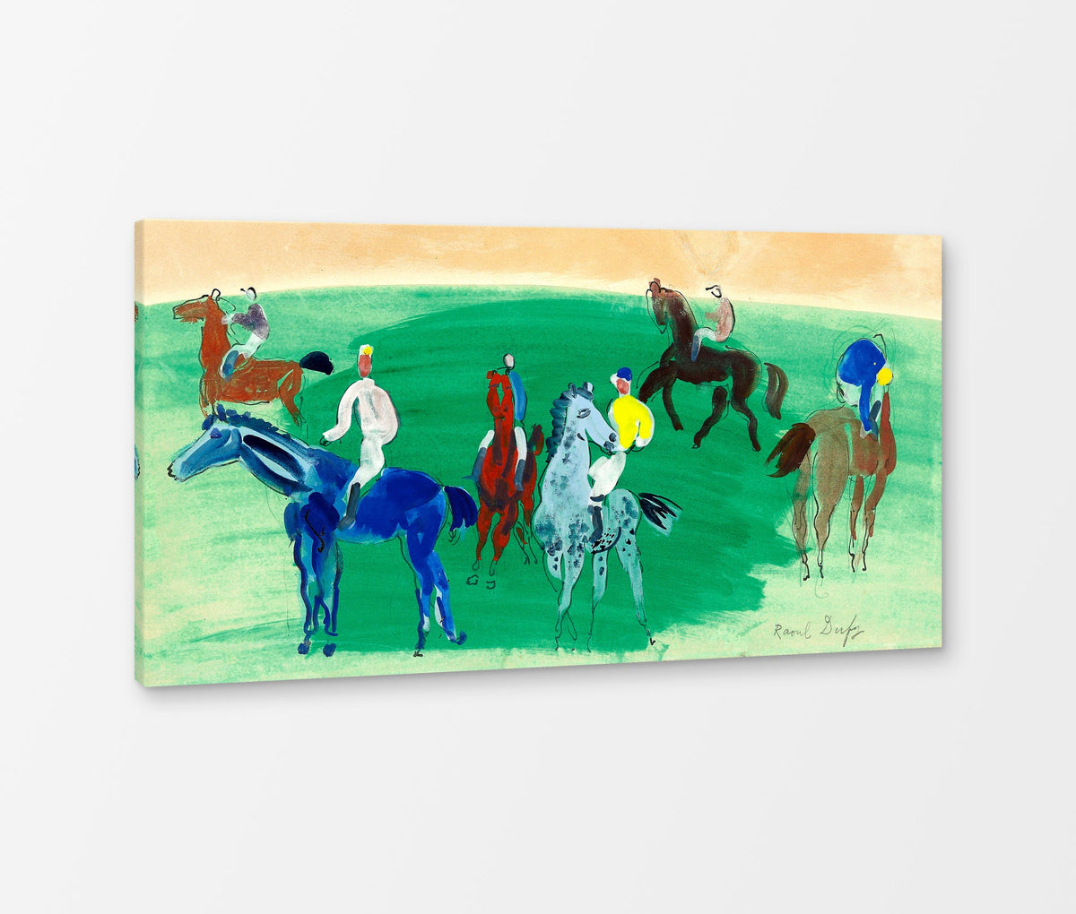 Raoul Dufy Print, 102 Six cavaliers et jockeys_16x8 as a ready-to-hang canvas panel