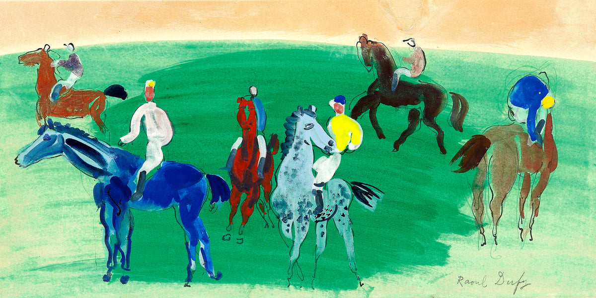 Raoul Dufy Print, 102 Six cavaliers et jockeys_16x8 as an unframed print