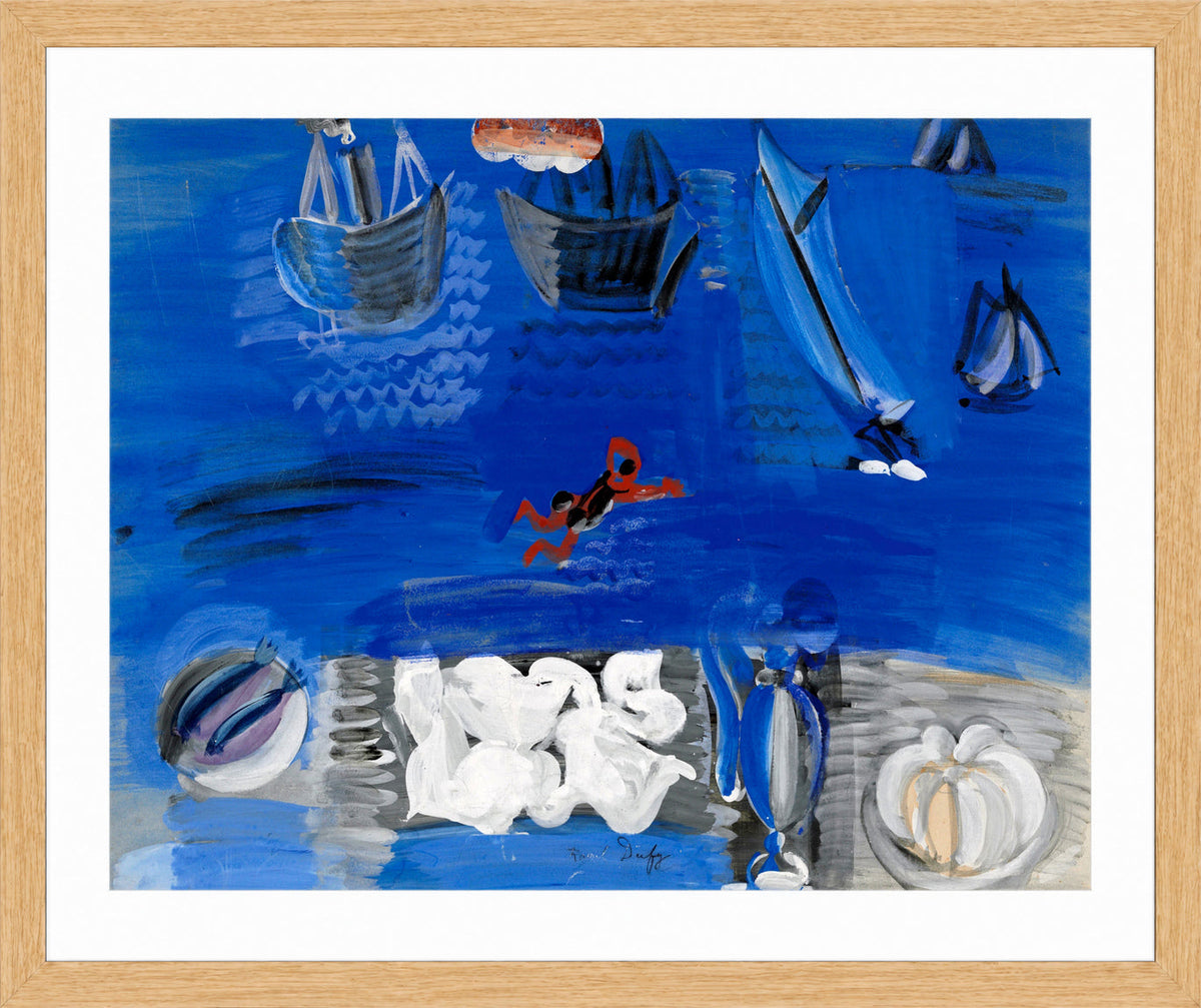 Raoul Dufy Print, 104 Still life and boats (circa 1923)_10x8 in an oak frame