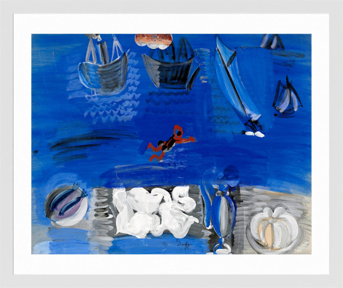 Raoul Dufy Print, 104 Still life and boats (circa 1923)_10x8 in a white frame