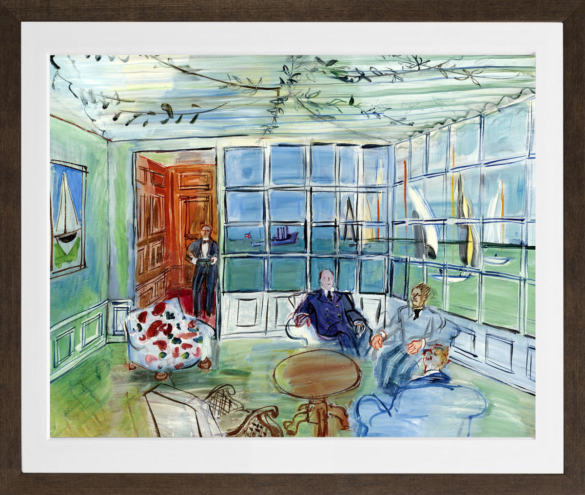 Raoul Dufy Print, 123 The Royal Yacht Squadron, Cowes, Isle of Wight_10x8 in a brown frame