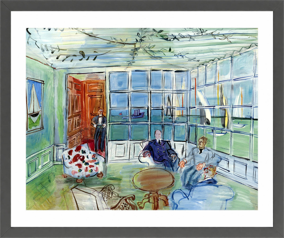 Raoul Dufy Print, 123 The Royal Yacht Squadron, Cowes, Isle of Wight_10x8 in a dark grey frame