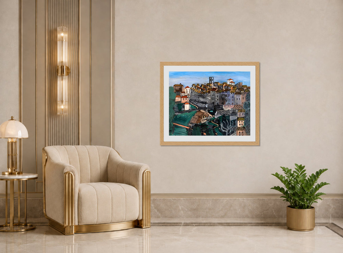 Raoul Dufy Print, 130 Vence_10x8 displayed in an Art Deco interior