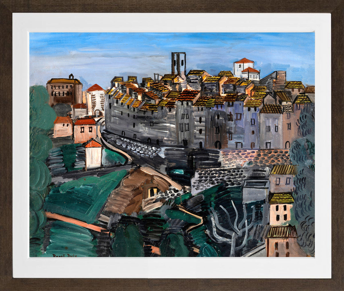 Raoul Dufy Print, 130 Vence_10x8 in a brown frame