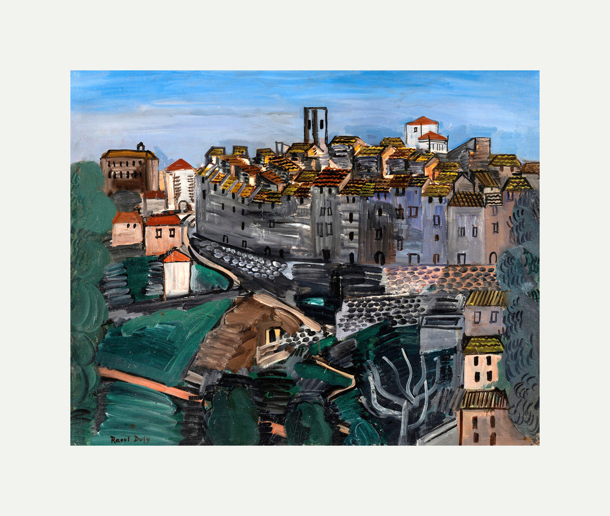 Raoul Dufy Print, 130 Vence_10x8 with an off-white border for rolled canvas