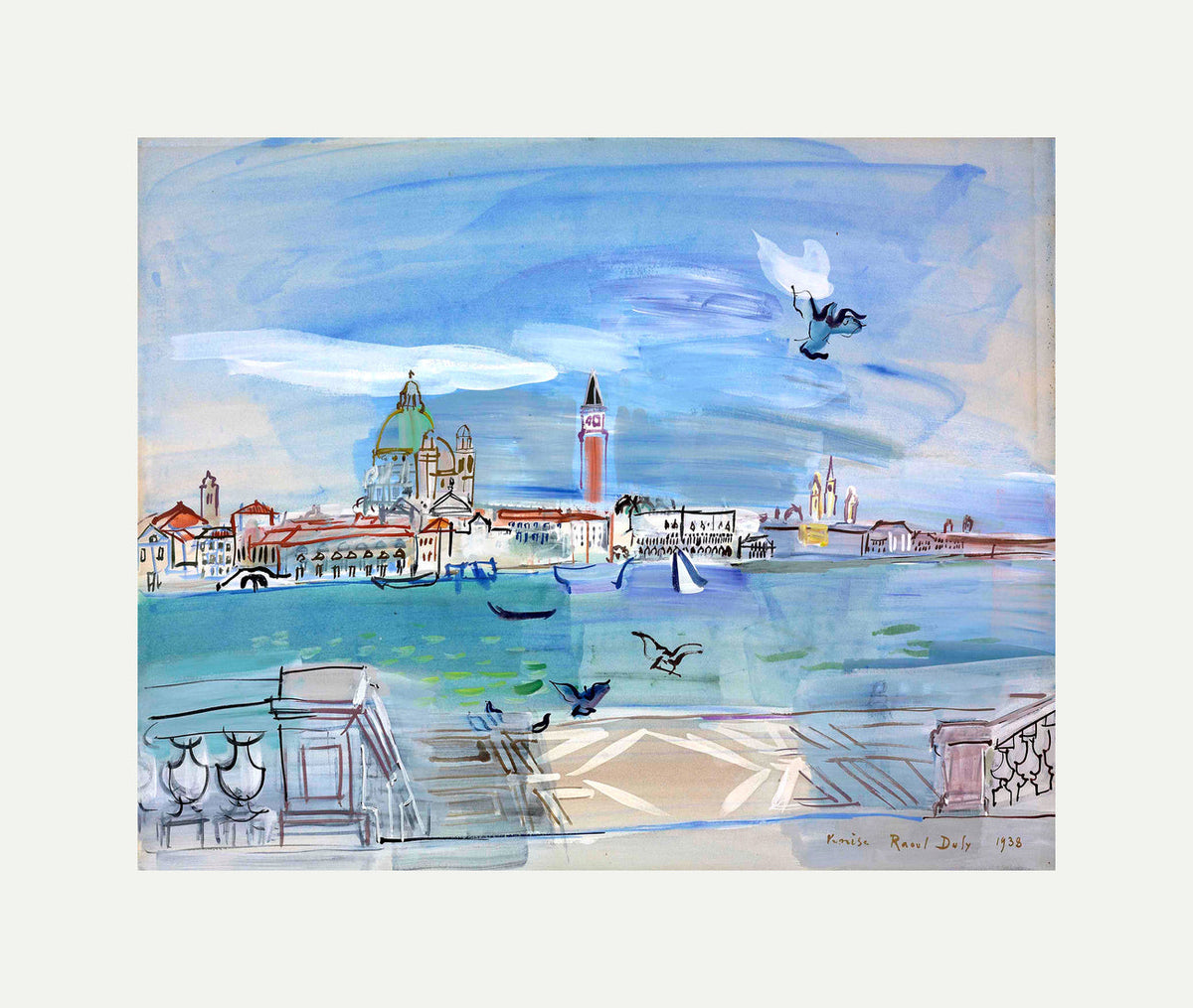 Raoul Dufy Print, 131 Venice (1938)_10x8 with an off-white border for rolled canvas