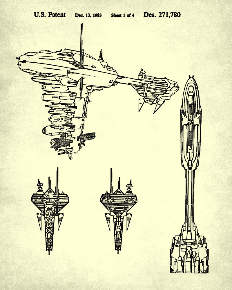 Rebellion Ship  Blueprint Poster Patent Print Star Wars Spaceship
