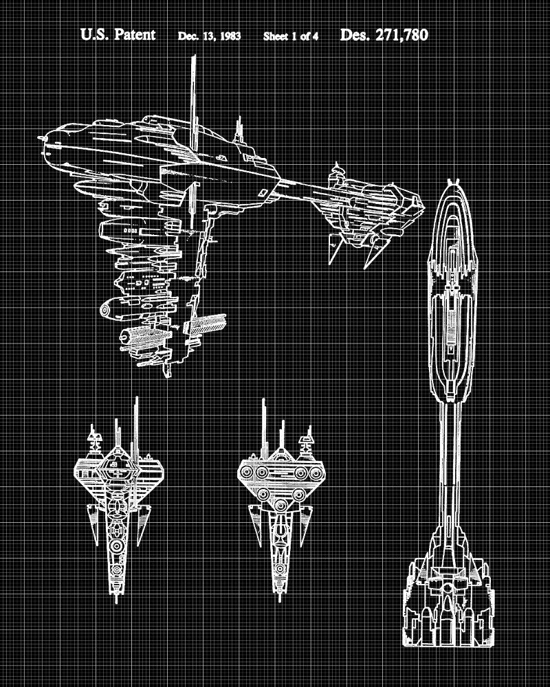 Rebellion Ship  Blueprint Poster Patent Print Star Wars Spaceship