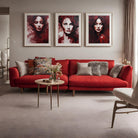 The Lady in Red, Set of 3 Extra Large Abstract Wall Art Prints