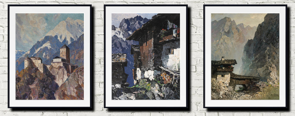 Alpine Landscapes, Set of 3 Oskar Mulley Tyrolean Scenes