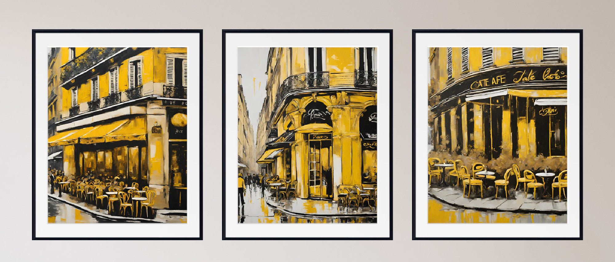 Pop Art Print - Set of 3 Paris Cafe Prints