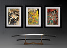 108 Heroes of Suikoden, set of 3 Japanese Warrior Prints, Utagawa Kuniyoshi