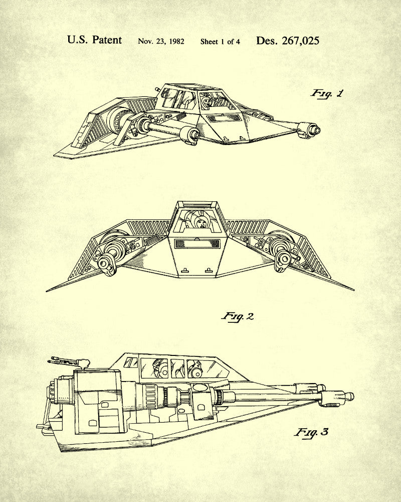 Snow Speeder Blueprint Poster Patent Print Star Wars Spaceship