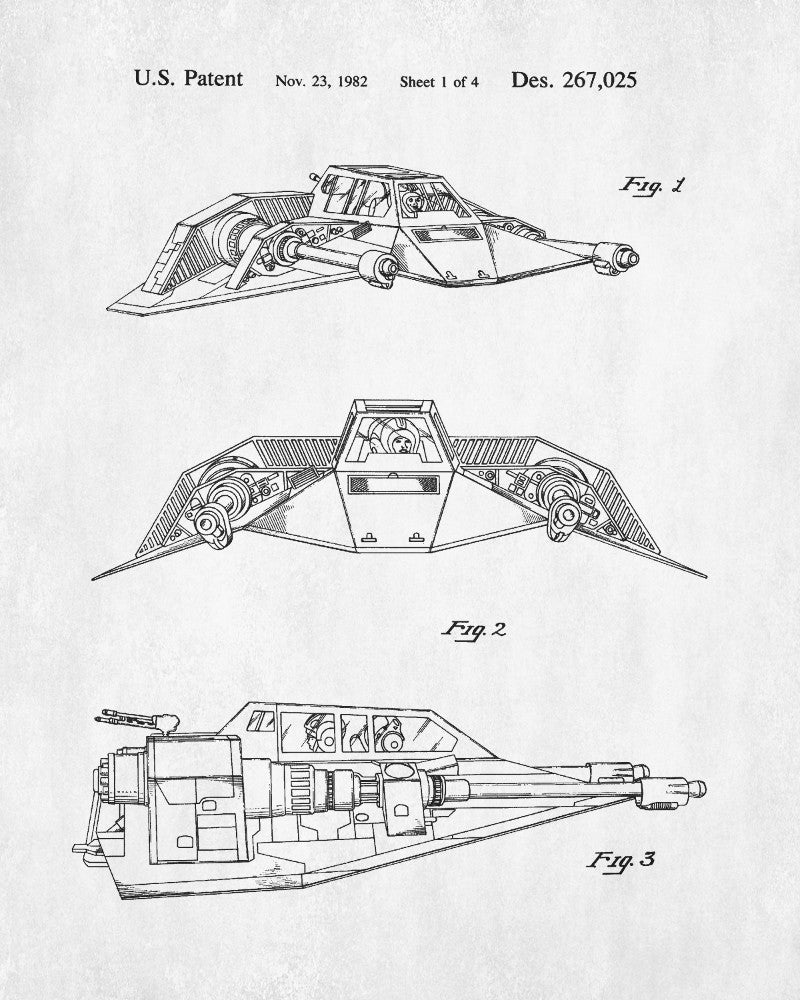 Snow Speeder Blueprint Poster Patent Print Star Wars Spaceship