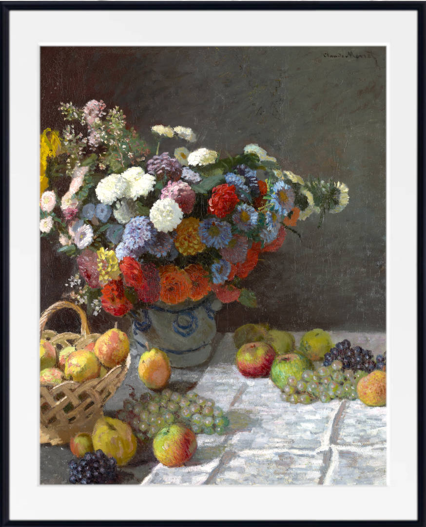 Claude Monet Fine Art Print, Still Life with Flowers and Fruit