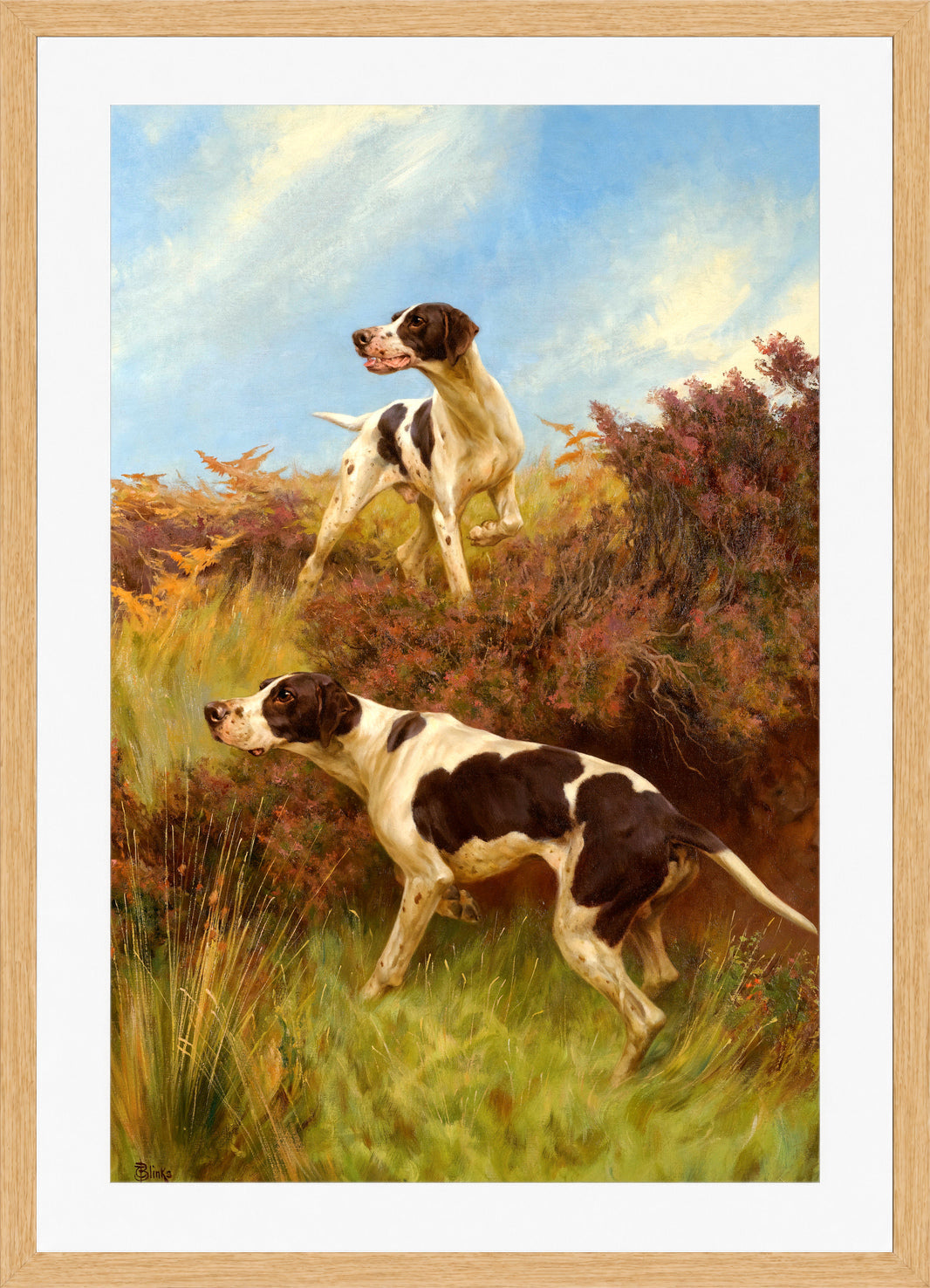 Thomas Blinks Print, A Good Point in an oak frame
