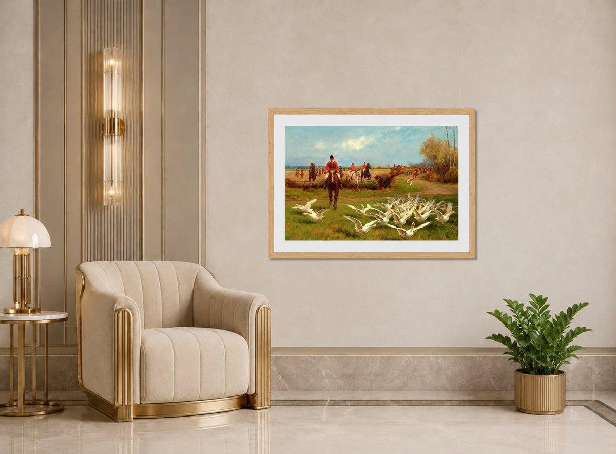 Thomas Blinks Print, ‘Away! Away!’ displayed in an Art Deco interior