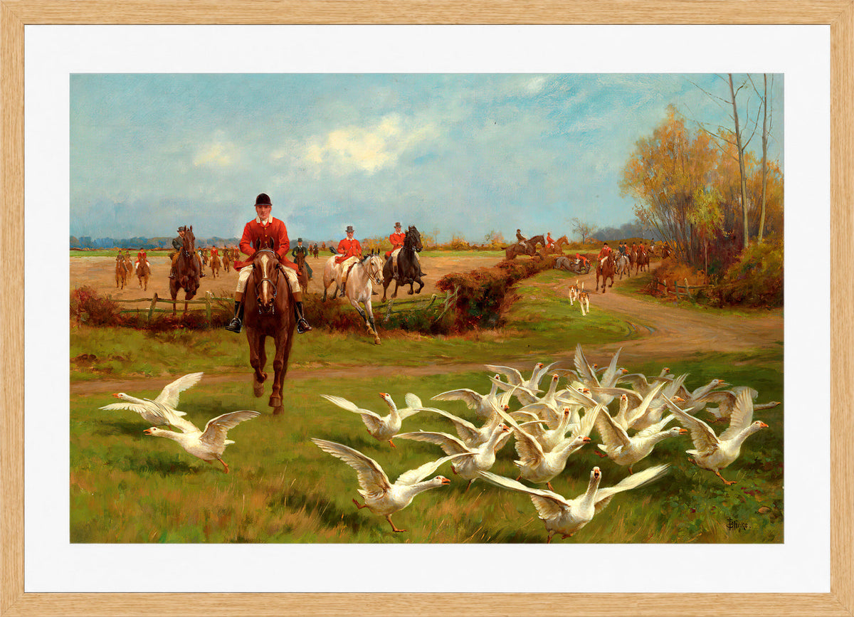 Thomas Blinks Print, ‘Away! Away!’ in an oak frame