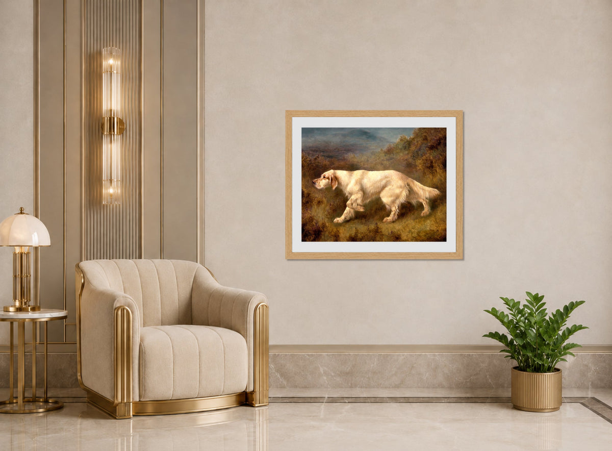 Thomas Blinks Print, Mallwyd Ned displayed in an Art Deco interior