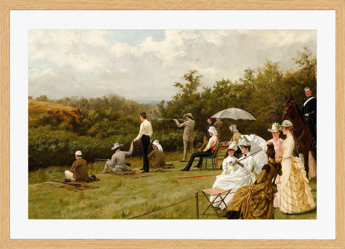 Thomas Blinks Print, Walter Winans On The Running Deer Range, Wimbledon Common (1888 ) in an oak frame