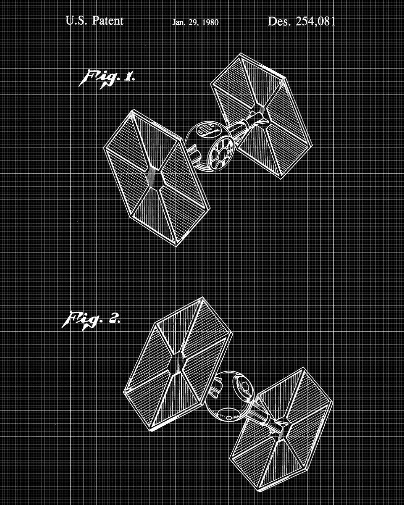 Tie Fighter Blueprint Poster Patent Print Star Wars Spaceship