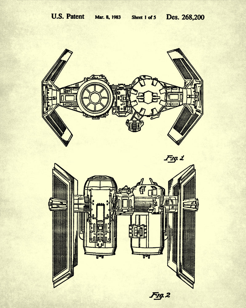 Tie Bomber Blueprint Poster Patent Print Star Wars Spaceship
